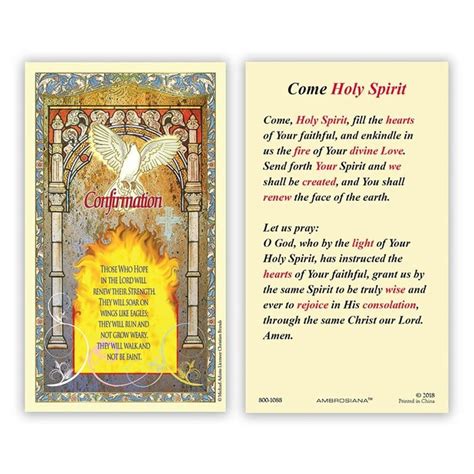 Prayer Card Come Holy Spirit - St. Paul's Catholic Books & Gifts