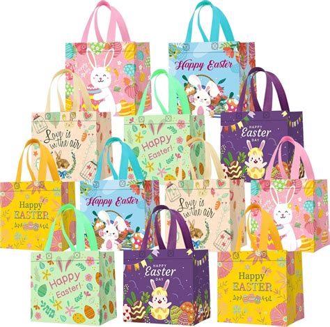 Amazon.com: 12Pack Easter Bags with Handles, Easter Gift Bags for Kids ...