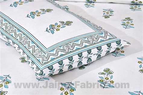 English Green Pastel Cotton Double Bedsheet – JaipurFabric®