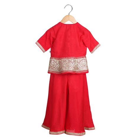 Red Beaten Gold Peplum and Flared Palazzo – Popup Kids