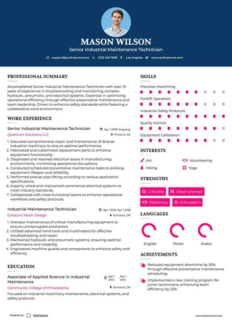 10+ Industrial Maintenance Technician Resume Samples & Templates for 2025