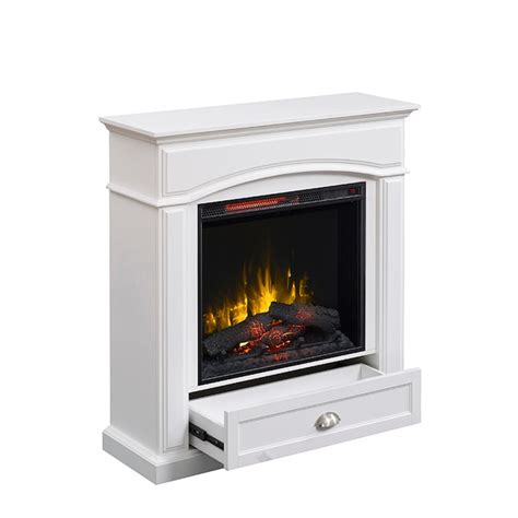 Style Selections 36.5-in W White Infrared Quartz Electric Fireplace at ...