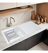 Ruhe® Quartz Double Bowl With Drainboard 45x20x9 Inches Kitchen Sink ...