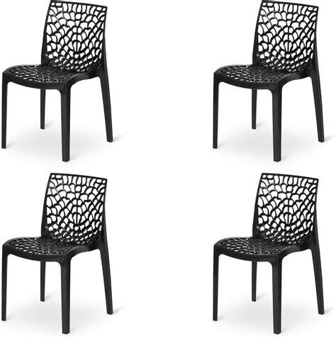 Supreme Web Plastic Chair (Black, Set of 4) : Amazon.in: Home & Kitchen