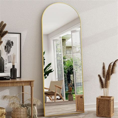 Full Length Mirror with Stand-Gold Floor Length Mirror for Wall Mounte ...