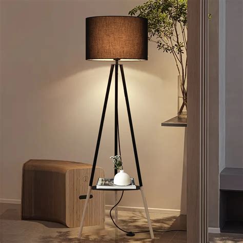 Corrigan Studio® Deliylah 59" Tripod Floor Lamp With Shelf Mid Century ...