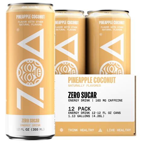 Zoazero Sugar Energy Drinks Pineapple Coconut Sugar Free With ...