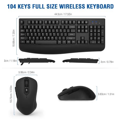 Buy Wireless Keyboard and Mouse Combo, EDJO 2.4G Full-Sized Ergonomic ...