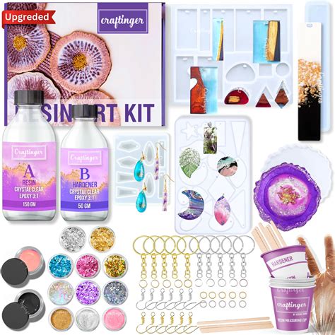 Craftinger Upgraded All in one Kit with 200Gm Resin & 5 Moulds for ...