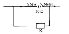 The figure is a galvanometer (current for maximum deflection is 0.01 A ...