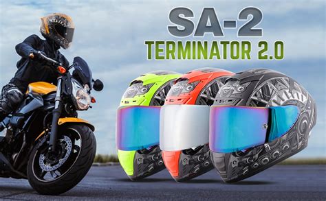 Steelbird SA-2 Terminator 2.0 Aerodynamic Full Face Helmet with Clear ...