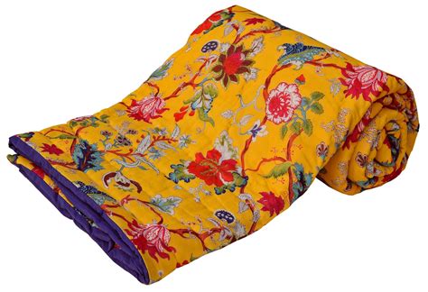 Tree of Life Jaipuri Razai Yellow Blue – The Teal Thread