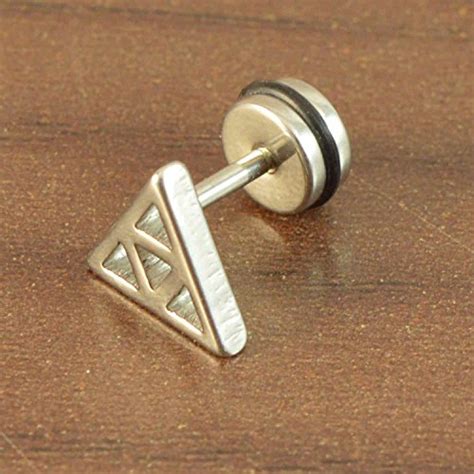 Buy Sarah Triangle Stud Earring for Boys and Men, Silver at Amazon.in
