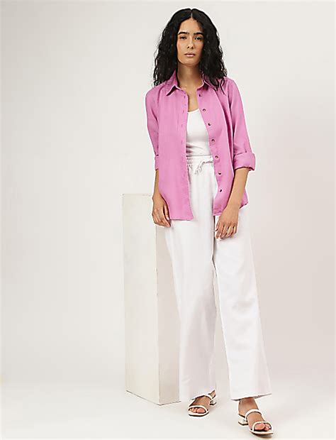 Buy Pure Linen Spread Collar Shirt at Marks & Spencer