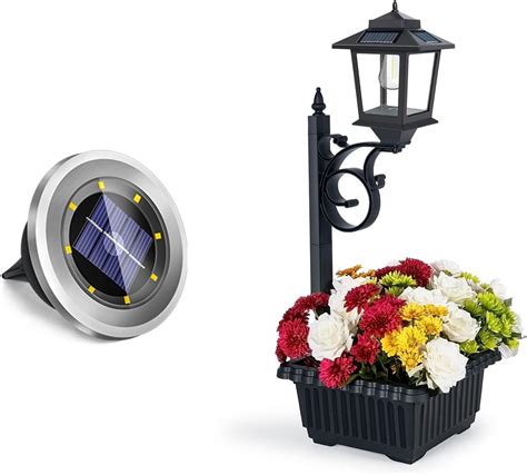 PASAMIC Solar Floor Lamp with Planter and Solar Ground Lights - Amazon.com