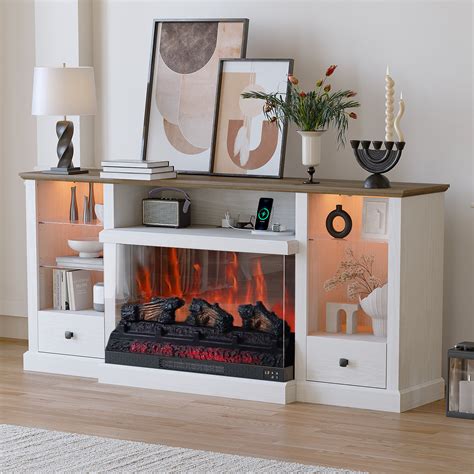 Ivy Bronx Electric Fireplaces 59" TV Stands with Charging Station for ...