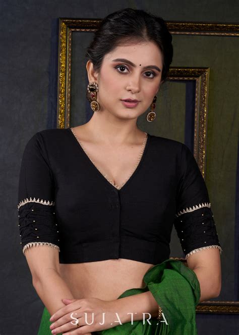 Elegant Black Cotton Silk Pin Tucks Blouse – Sujatra