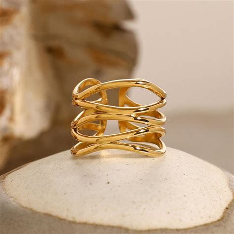 Wavora 18K Gold Plated Cuff Bracelet | The Lilblingz