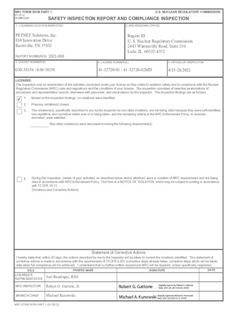 Fillable Online PETNET Solutions, Inc. - NRC Form 591M Part 1 and NRC ...