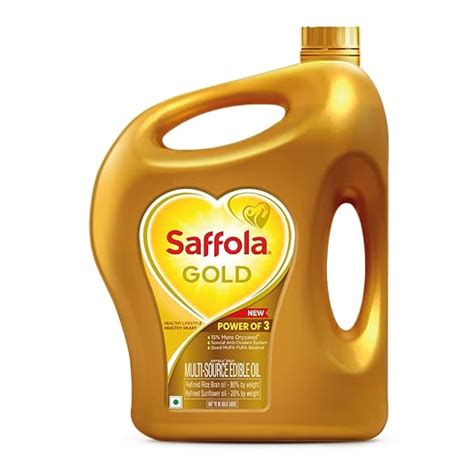 Saffola Gold Refined Cooking oil | Blend of Rice Bran & Sunflower oil ...