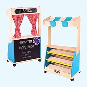 Buy Brainsmith 2-Sided Wooden Pretend Play Set of Puppet Theatre and ...
