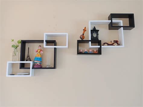 Encore Decor Wall Shelf Rack Decoration Set of 2 Intersecting Shaped ...