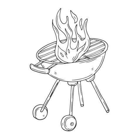 Barbecue hand draw sketch charcoal kettle grill summer food | Premium ...
