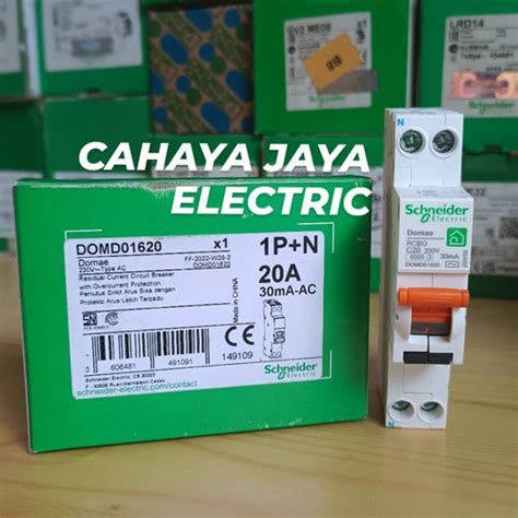 Jual ELCB RCBO DOMAE SCHNEIDER 1P+N 20A 30MA DOMD01620 ORIGINAL ...