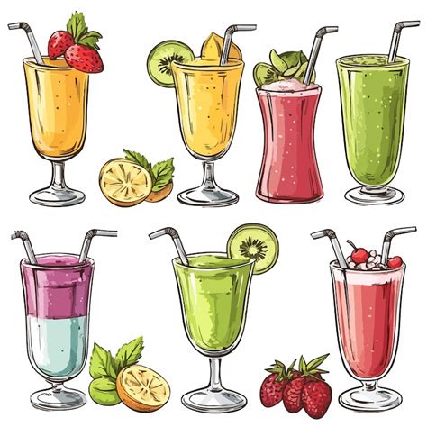 Variety of refreshing smoothies in a summer collection | Premium AI ...