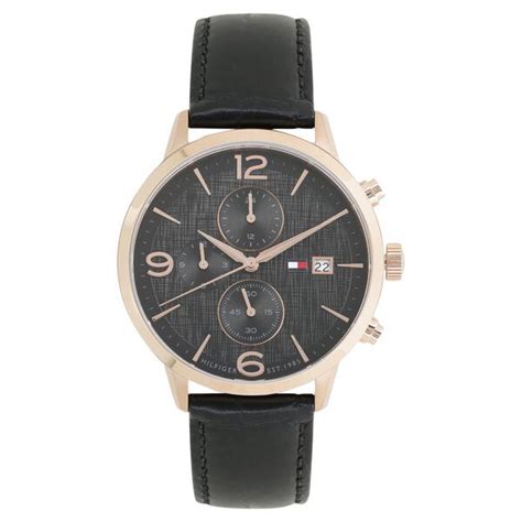 Buy Online Tommy Hilfiger Quartz Analog Black Dial Leather Strap Watch ...