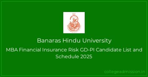 Banaras Hindu University: MBA Financial Insurance Risk GD-PI Candidate ...