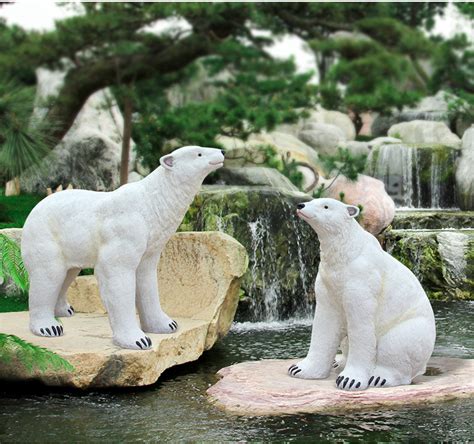 大型户外花园林摆件仿真动物玻璃钢北极熊雕塑小区幼儿园草坪装饰-阿里巴巴