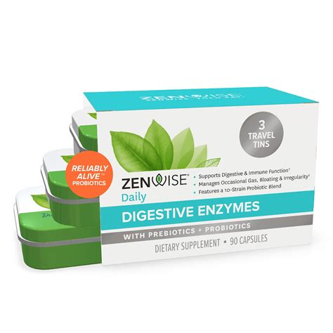 Zenwise Digestive Enzymes Probiotics and Prebiotics Supplement Travel Tins – 90 CT