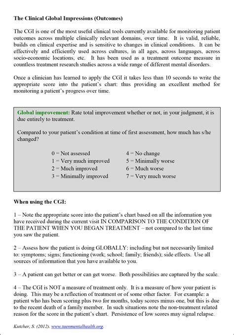 Clinical Global Impression (CGI) - Mental Health Literacy