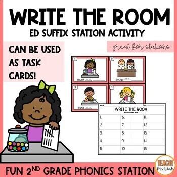 Ed Ending Past Tense Write the Room | Task Card Station | Phonics Centers