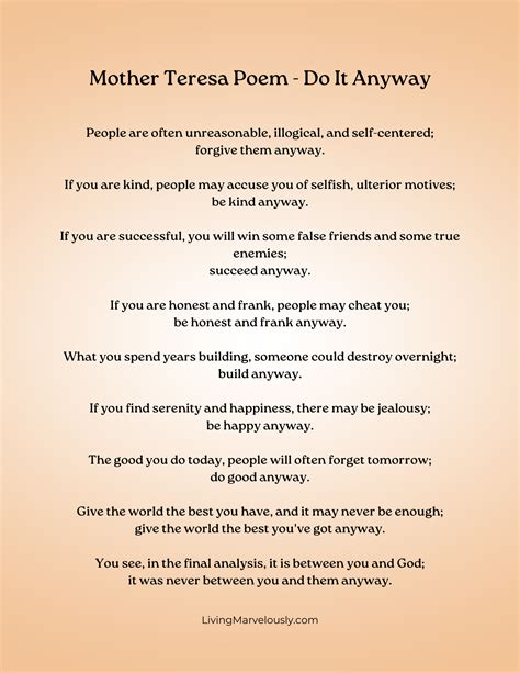 The Mother Teresa Poem - Do It Anyway