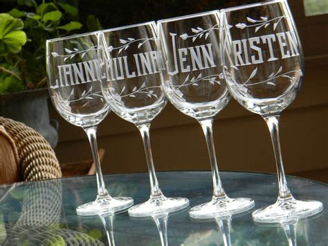 Custom Engraved Wine Glasses Personalized With Name on Each | Hand Cut ...