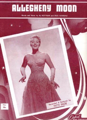 Allegheny Moon Vintage Sheet Music Sung By Patti Page 1956 : Words ...