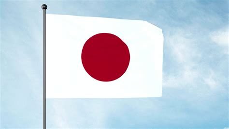 3D Illustration of The national flag of Japan is a rectangular white banner bearing a crimson ...