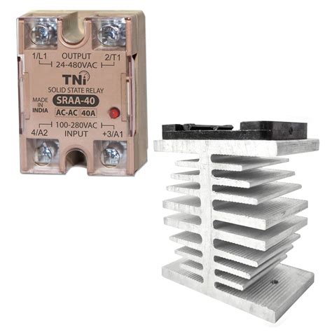 TNI CONTROLS Solid State Relay 40A AC to AC SSR With Heat Sink 100 ...