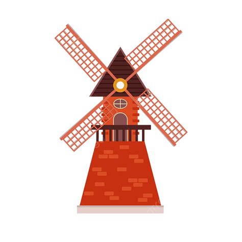 Red Brick Vector Art PNG, Red Brick Windmill Clip Art, Windmill ...