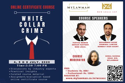[Online Certificate Course] on White Collar Crime by MyLawman & MZM ...