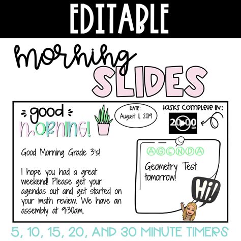 Morning Slides & Daily Class Slides with Timers | Daily Agenda Morning ...