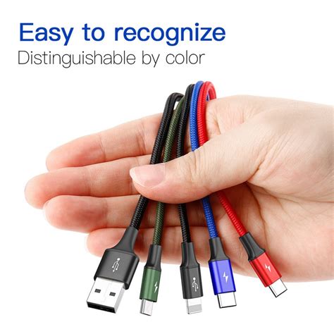 Baseus Fast 4-in-1 Data Cable, Ios Port + Dual Type-C + Micro USB Cabl ...