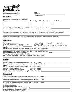 Fillable Online Initial History Questionnaire Fax Email Print - pdfFiller