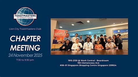 Lion City Toastmasters Meeting, Workcentral - Premier Co-Working Space ...