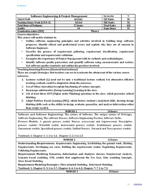 BCS501 Software Engineering Project Management Course Outcomes - Studocu