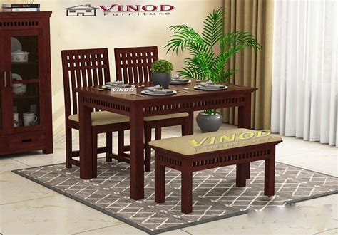 VINOD FURNITURE HOUSE Solid Sheesham Wood Dining Table 4 Seater Set ...