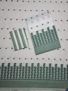 Buy DHARMANANDAN IMPEX Woven Mekhela Chador Cotton Silk Dark Green ...