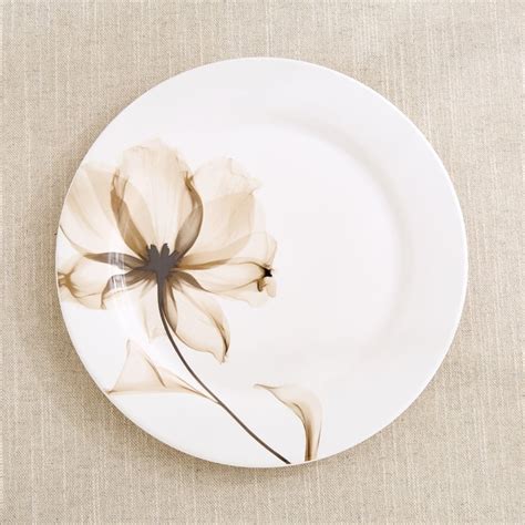 Buy Moksha Mocha Mousse Stoneware Floral Print Dinner Plate - 27cm from ...